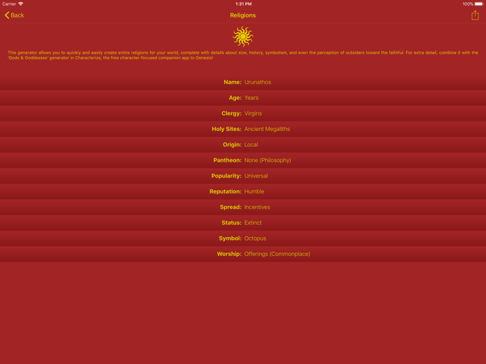 Genesis - World Building