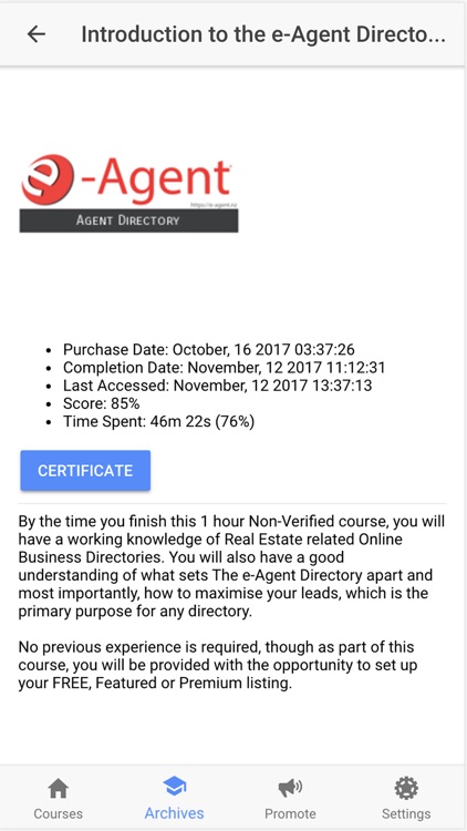 eAgent Course Tracker