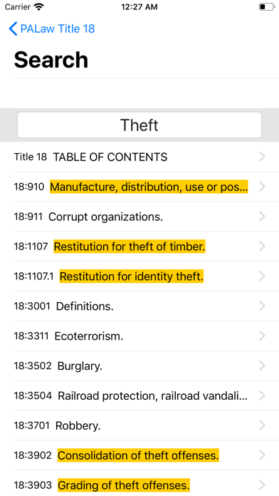 State Statute & Federal Law Screenshot