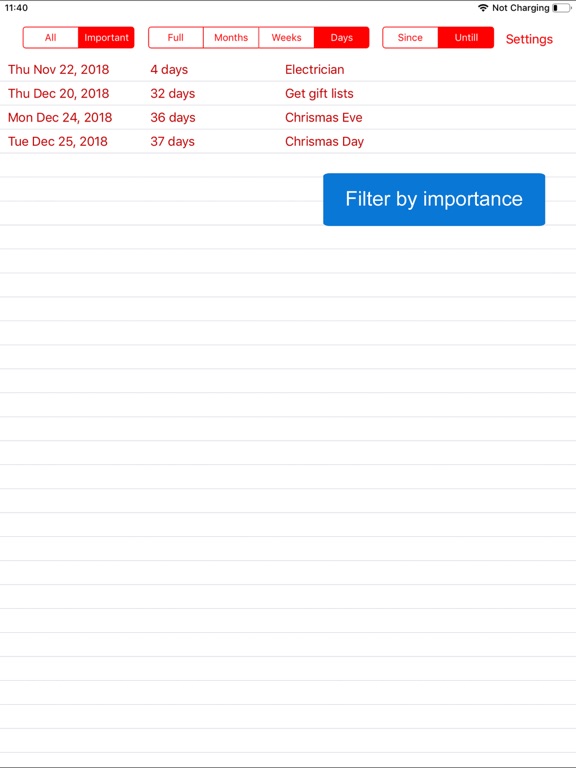 TimeTill for Calendar iPad screenshot