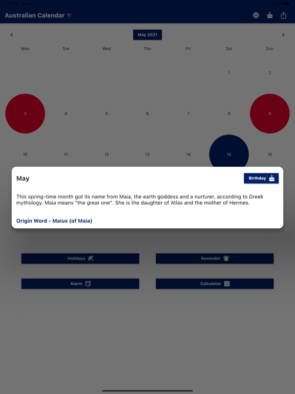 Australian Calendar 2024 iPad screenshot 6 - Productivity app