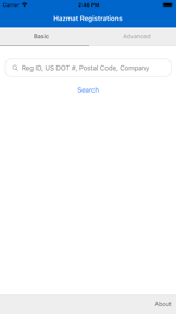 Hazmat Registration Search screenshot