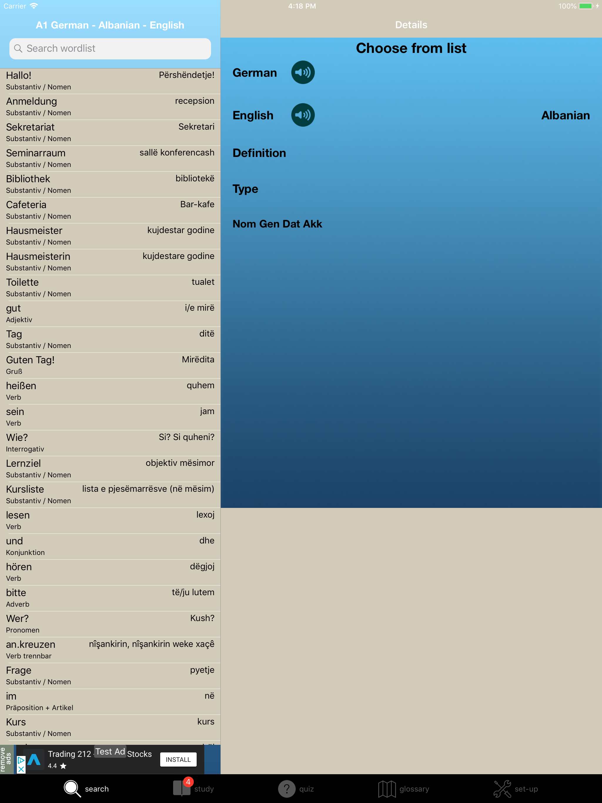 Albanisch Deutsch Vokabeln A1 screenshot 6