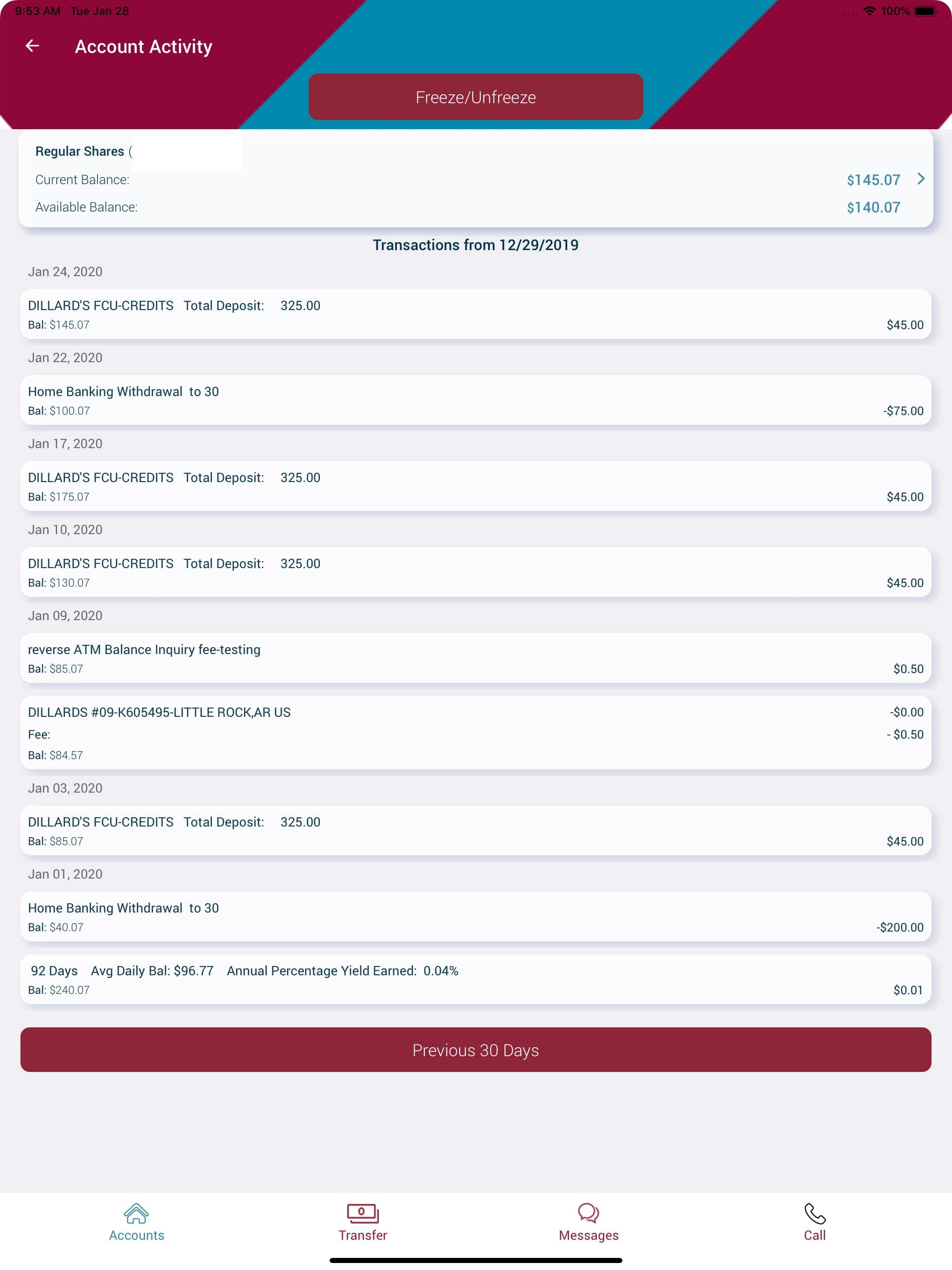 Dillards FCU Mobile App