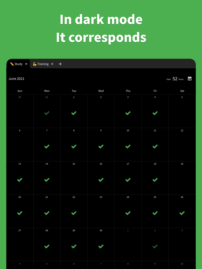 Verificați calendarul - Captură de ecran Habit Tracker