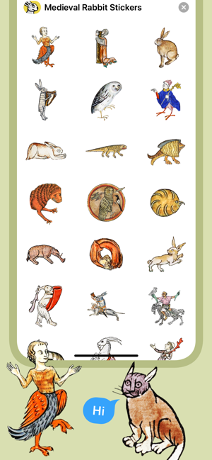 عکس صفحه استیکرهای خرگوش قرون وسطایی
