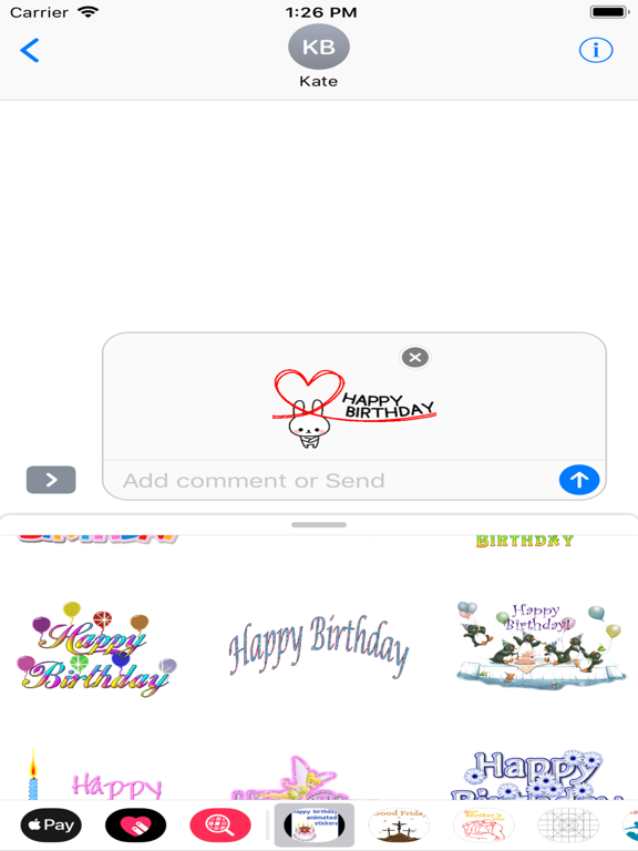 birthday animated stickers iPad screenshot