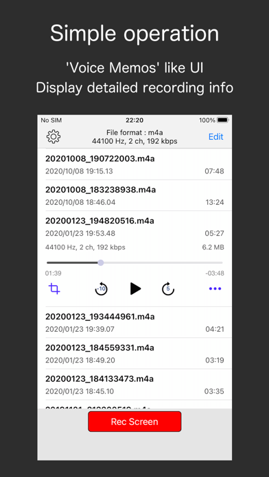 Audio Recorder - WAV, M4A Screenshot