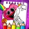 Have fun with poppy play coloring book and also puzzle art game painting music game for more fin, with coloring book filling up colors just by touch in this new and enhanced coloring game