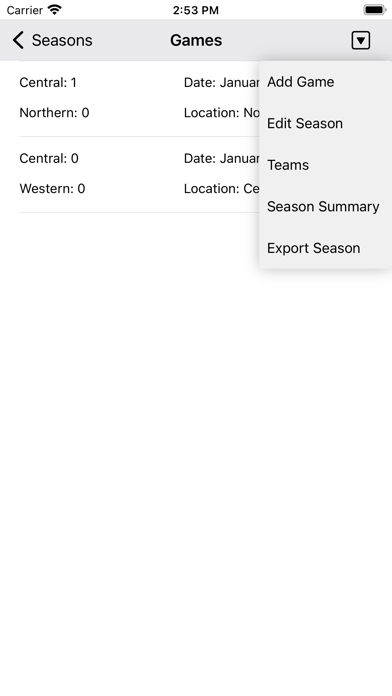 Water Polo Statistics Screenshot