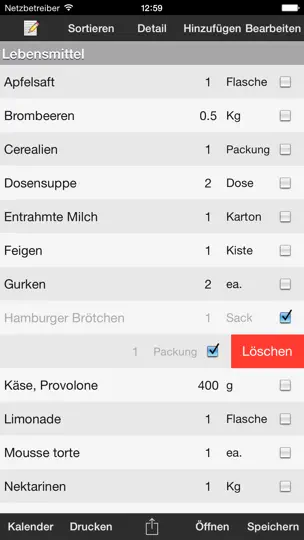 Screenshot von Einkaufslisten auf dem iPhone 1