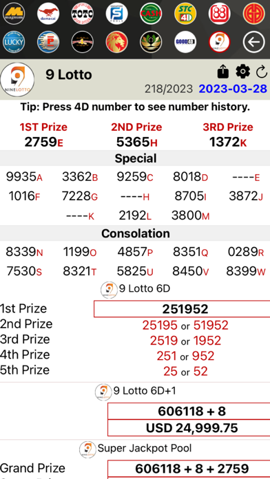 Live 4D Results - (MY & SG) Screenshot