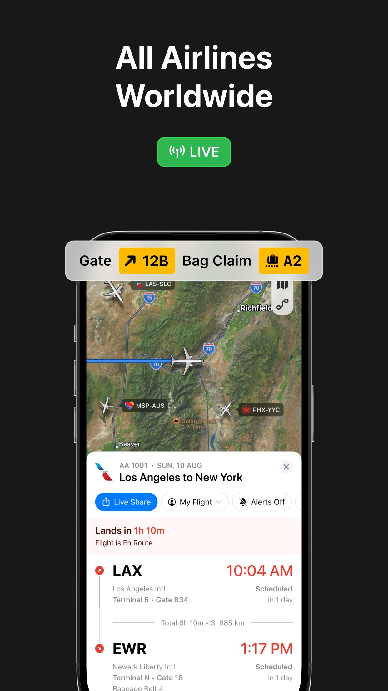 Screenshot do app Flighty – Live Flight Tracker