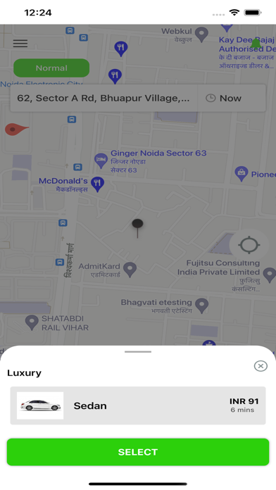 Green Cab App Screenshot