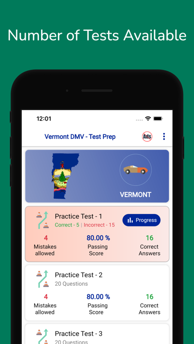 Vermont DMV Permit Practice Screenshot