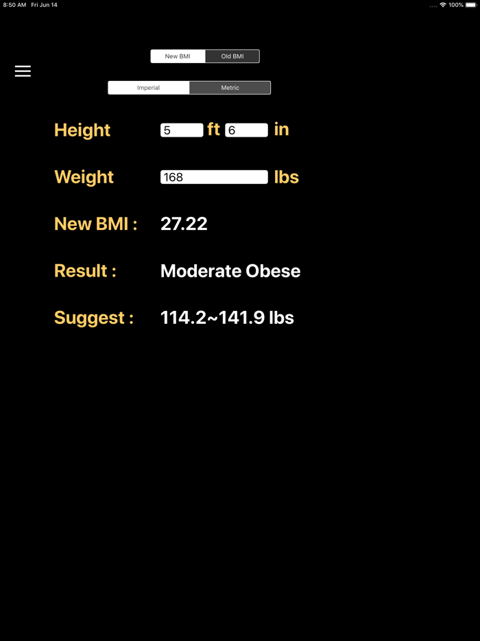 New BMI Calculator