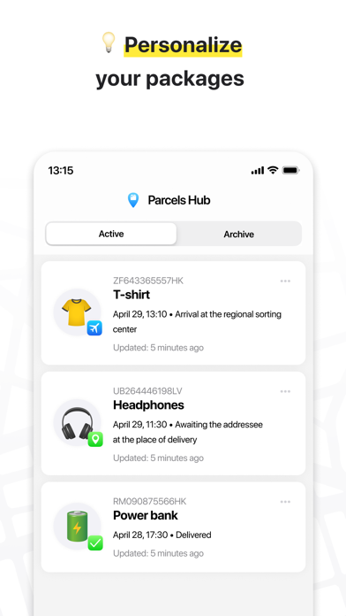 Package tracker: Parcels Hub Screenshot