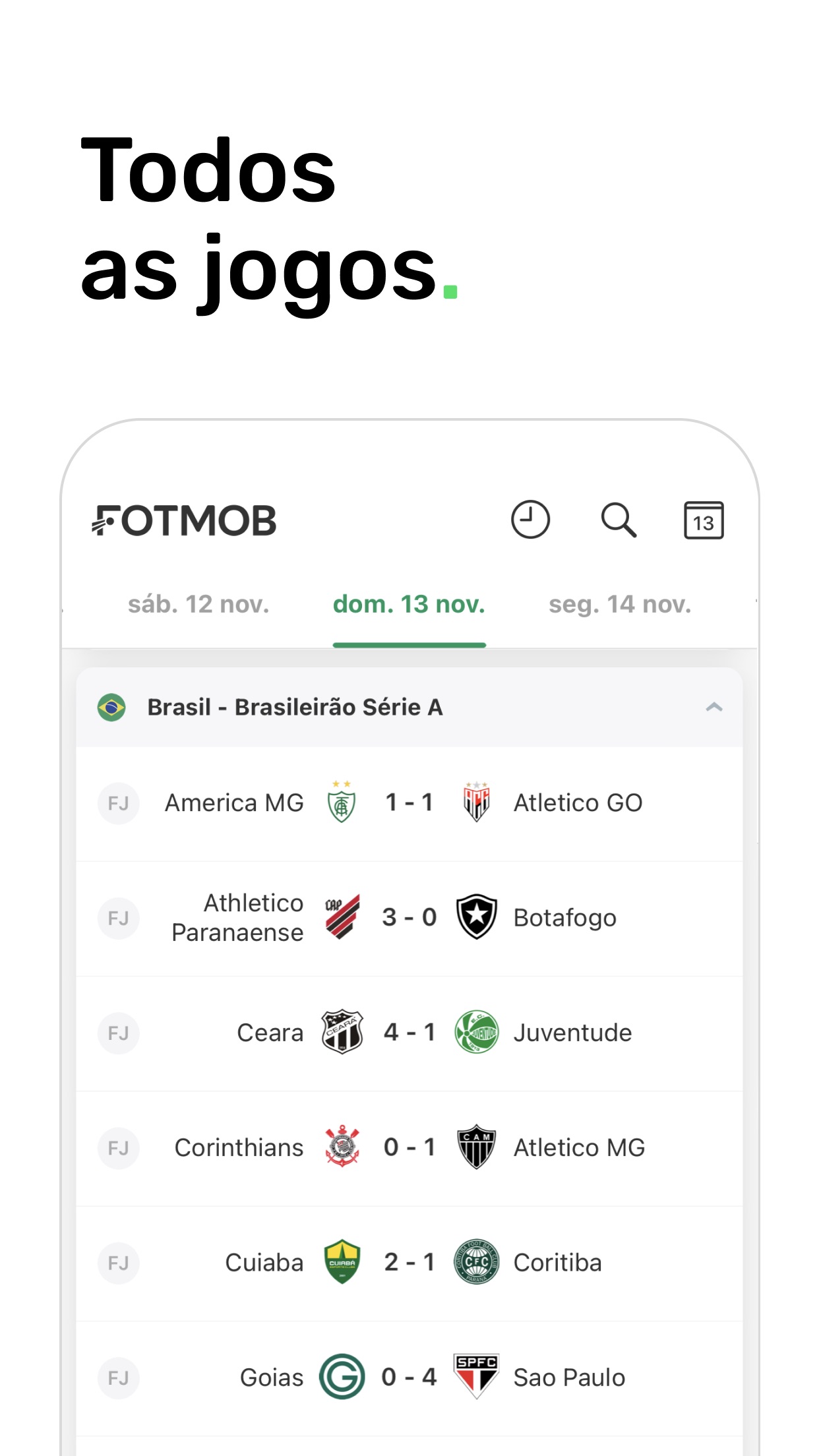 Screenshot do app FotMob - Resultados Futebol