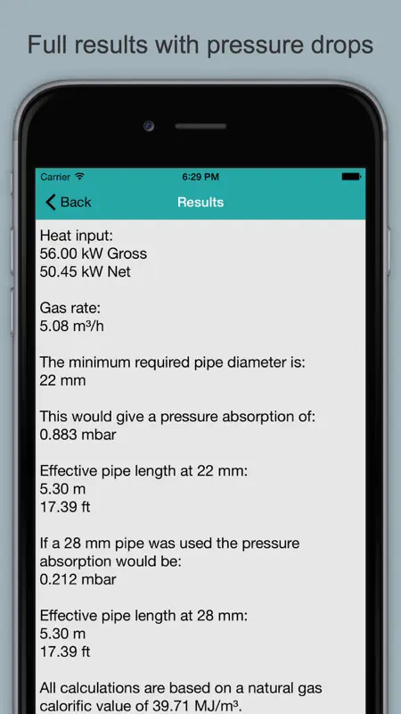 Gas Pipe Sizing Calculator screenshot 2 of 3