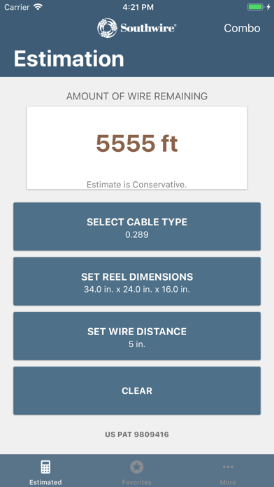 Partial Reel Calculator Screenshot