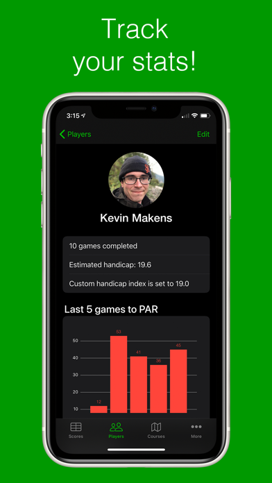 Golfer's Scorecard Screenshot