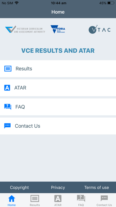 Results & ATAR Screenshot