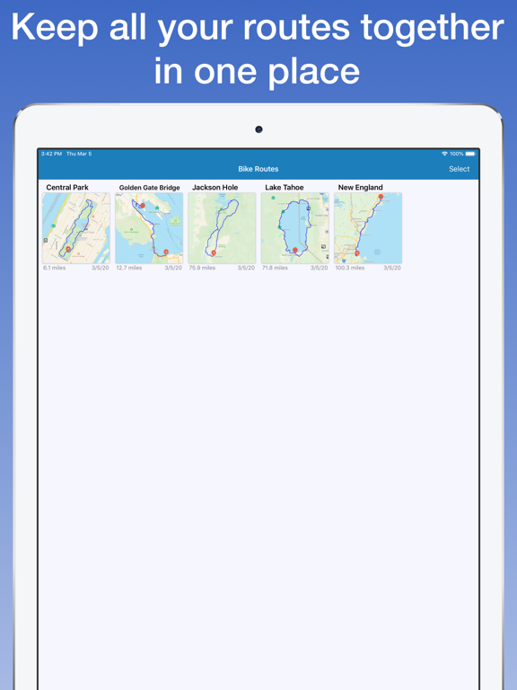 Bike Routes iPad screenshot 1 - Sports app
