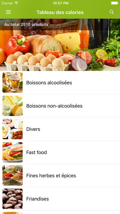 Screenshot #1 pour Tableau des calories