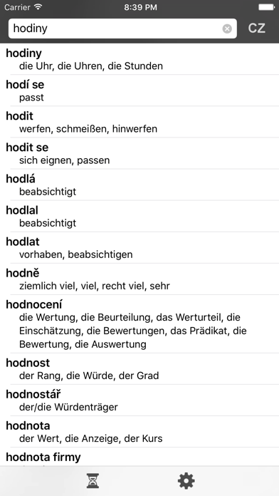 Czech-German offline dict. Screenshot
