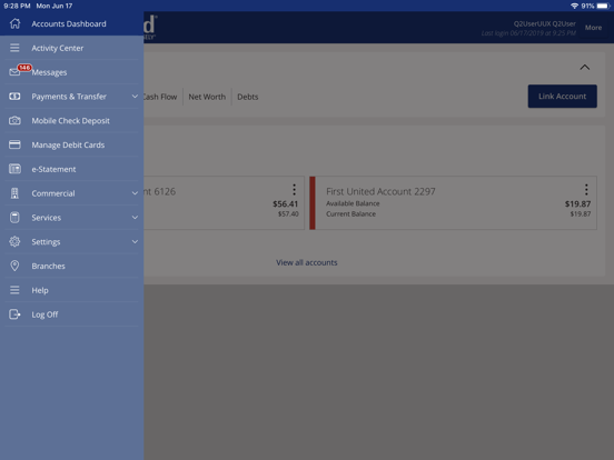 First United Bank Mobile iPad screenshot 2 - Finance app