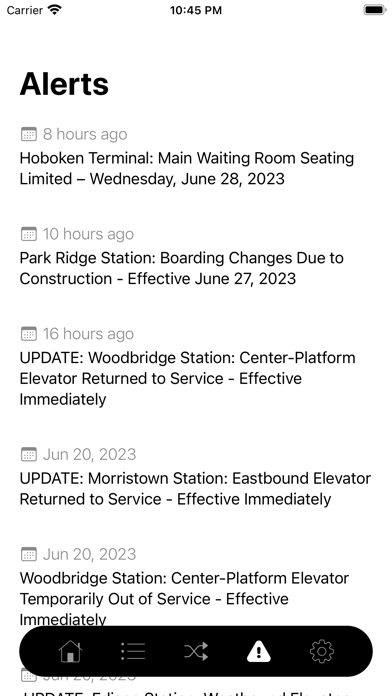 New Jersey Rail Departures Screenshot