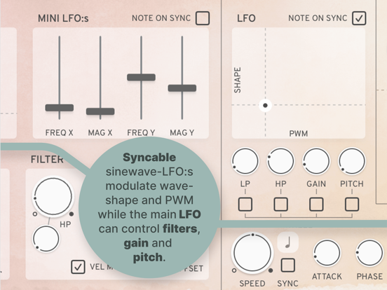 Syndt - Polyphonic Synthesizer iPad app afbeelding 3