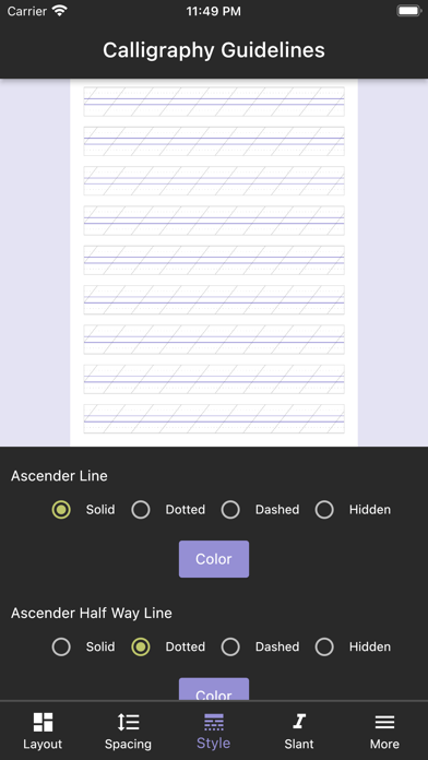Calligraphy Guidelines Screenshot