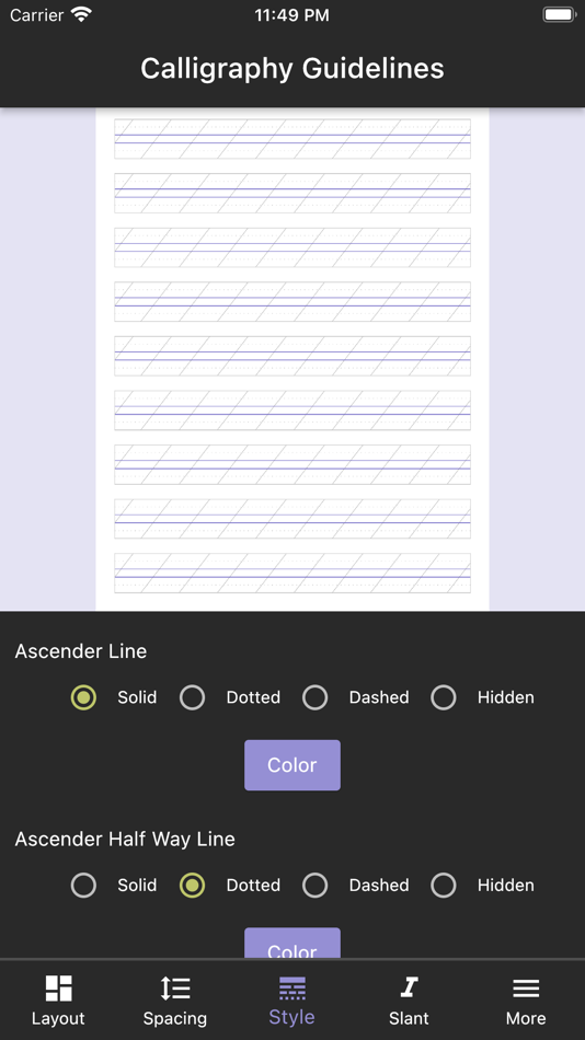 #5. Calligraphy Guidelines (iOS) Podle: Vladislava Rudetskaia