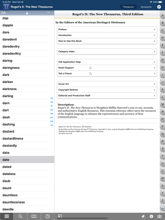Roget's II: New Thesaurus iPad screenshot 6 - Reference app