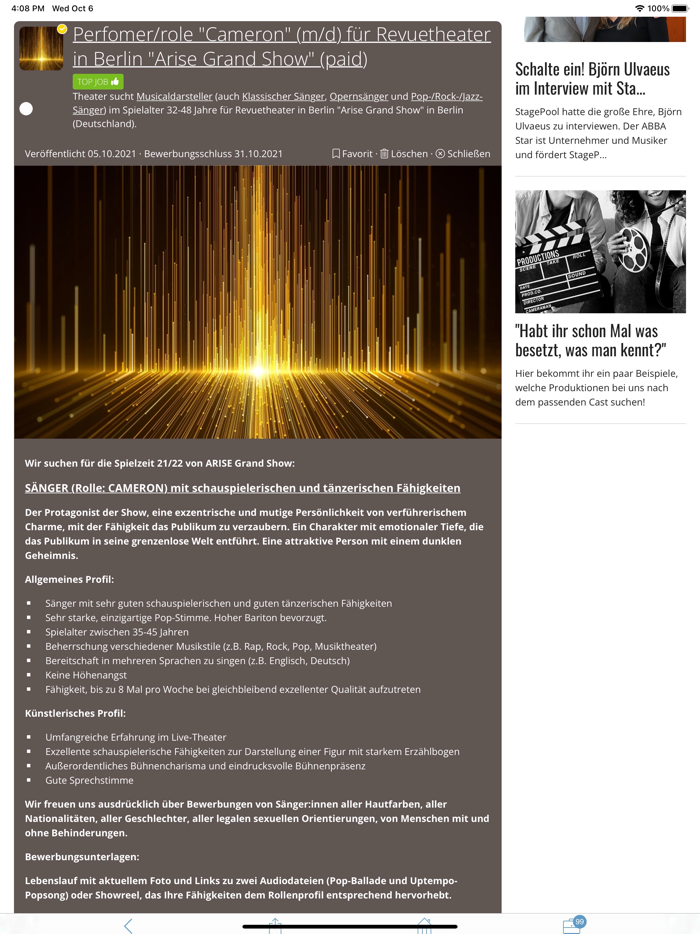 StagePool Auditions and Castings