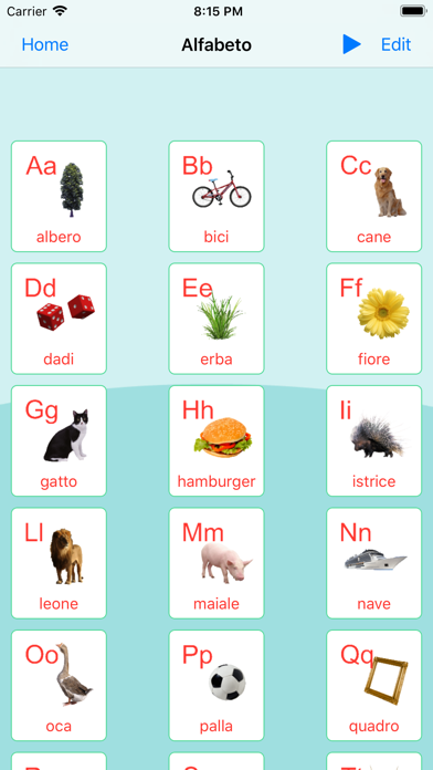 Italian Alphabet Cards Screenshot