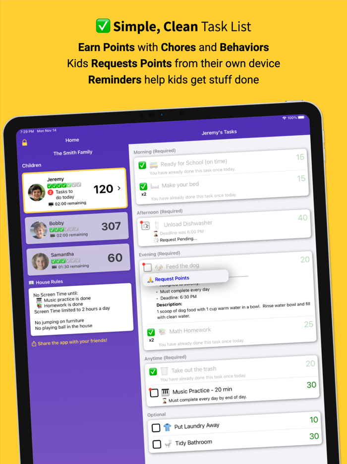 Privilege Points Chore Tracker