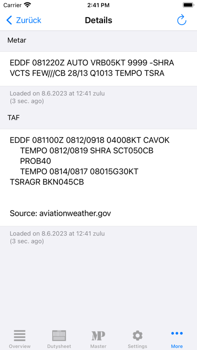 Dutysheet Wx Screenshot