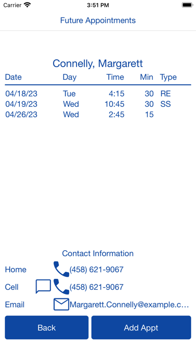 EZBIS Schedule Screenshot