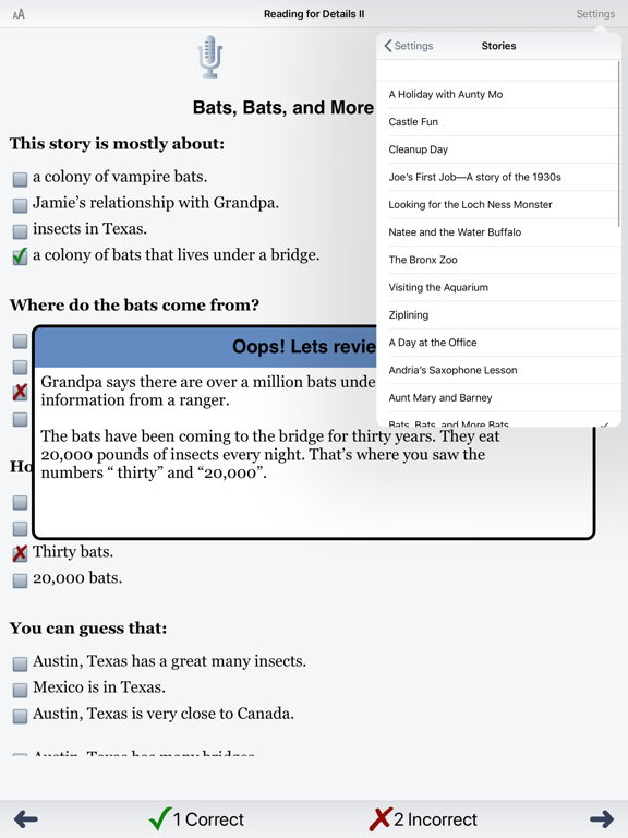 Reading for Details II iPad screenshot