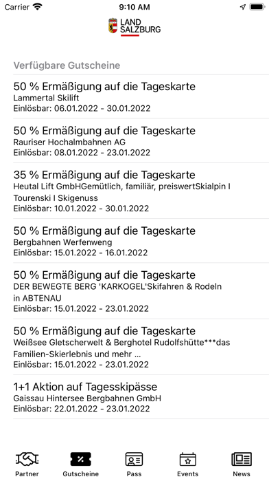 Salzburger Familienpass Screenshot