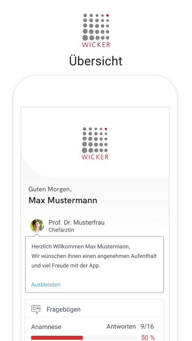 Wicker-Gruppe Patientenportal Screenshot