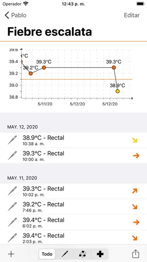 Captura de pantalla de Fiebre en iPhone 3