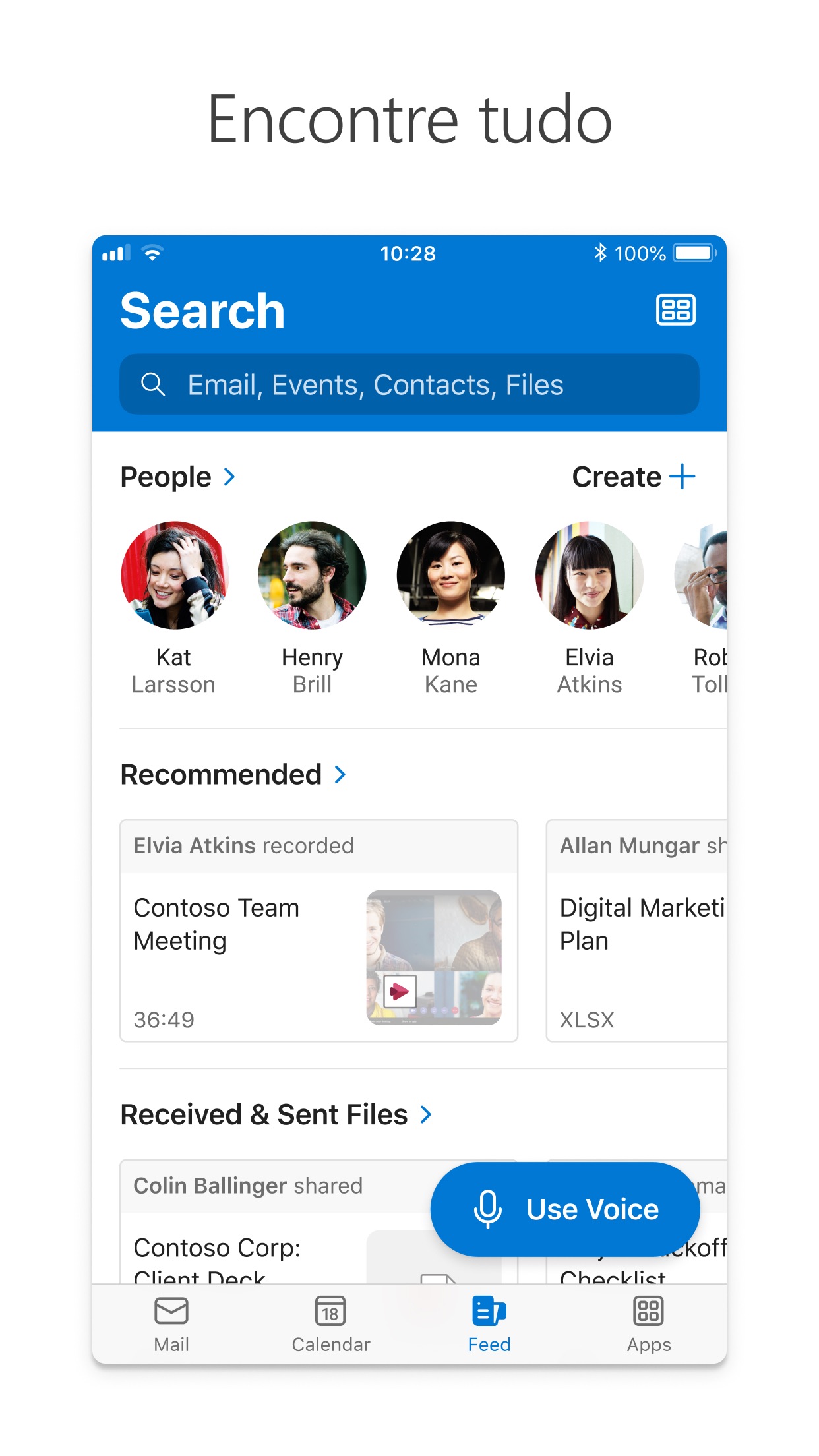 Screenshot do app Microsoft Outlook