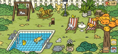 Adorable Home - プール付きの広々とした庭園で、たくさんの動物たちとの触れ合いを楽しめます。心地よさそうなプールと、庭を彩る豊かな植物が魅力です。