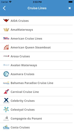 Captura de pantalla de CruiseMapper en iPhone 6