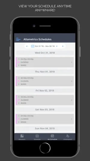 Altametrics Schedules screenshot 3