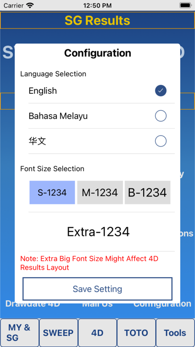 Live 4D Results Toto 4D Screenshot