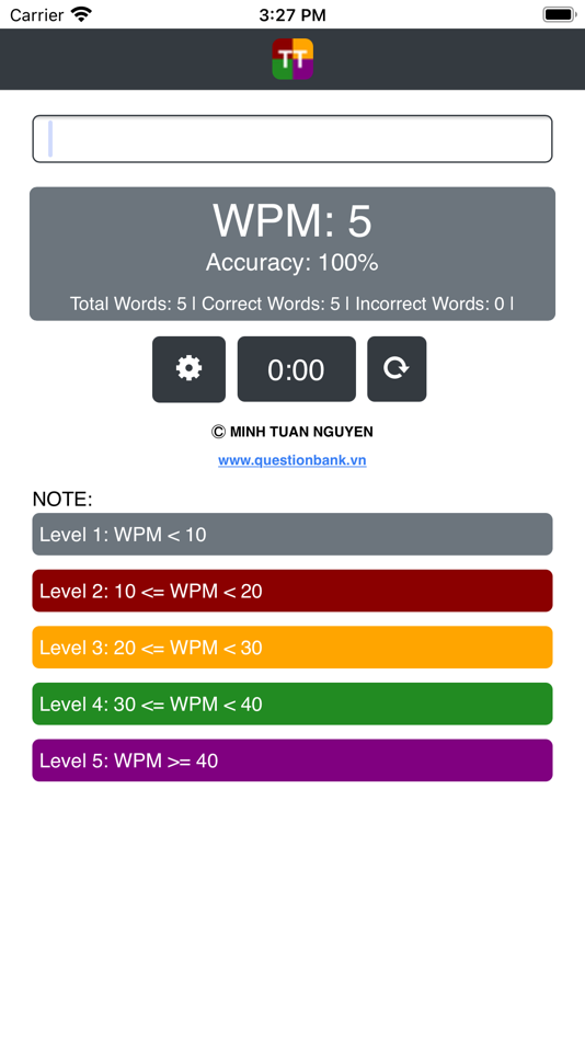 #8. TYPING TEST by QuestionBank (iOS) Podle: Minh Nguyen Tuan